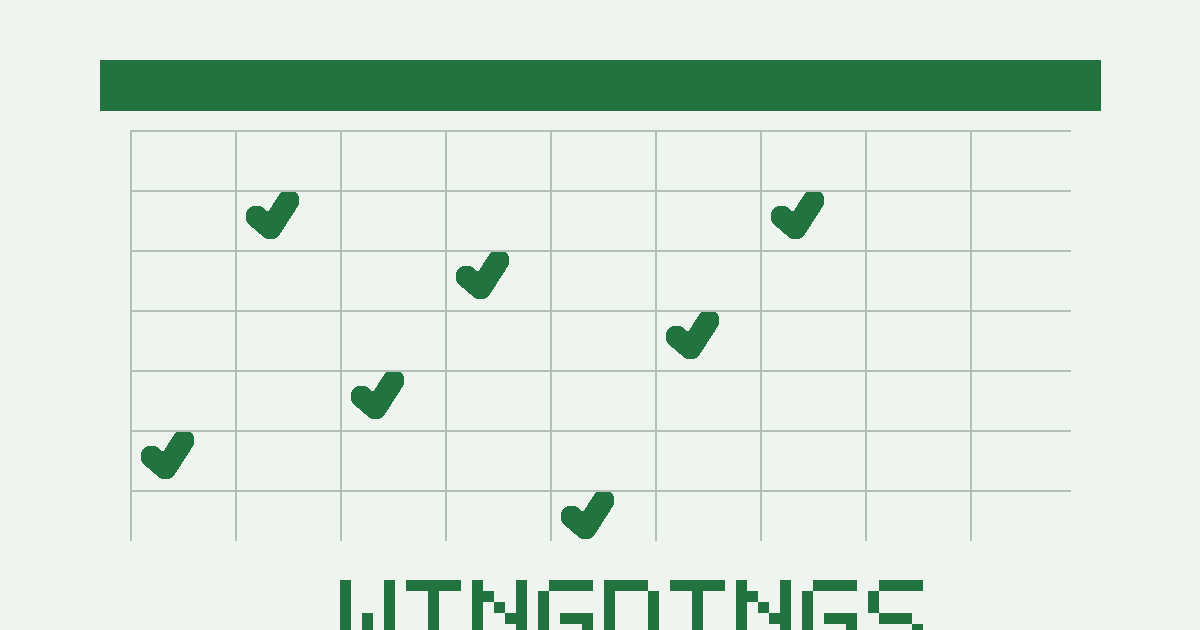 Wingdings in Excel — spreadsheet grid with check marks scattered across cells