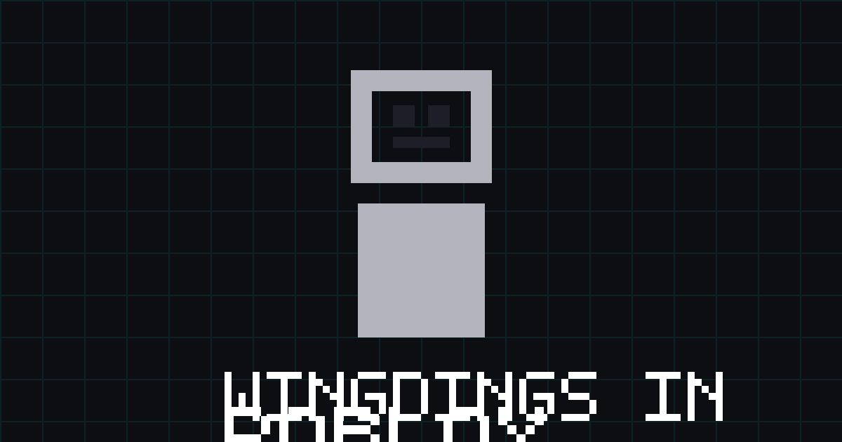 Wingdings in Roblox — blocky avatar with a check-mark glyph